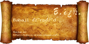 Babaji Árpád névjegykártya